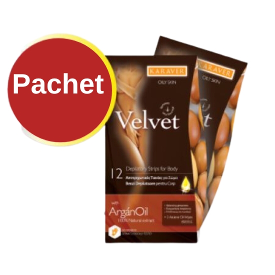 Pachet Benzi depilatoare pentru fata cu ulei de argan, 2x12 bucati, Karaver