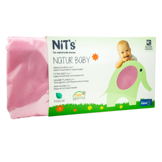 Protectie impermeabila 2 in 1 Tencel Natur, roz , 60 x 120 cm, Nits