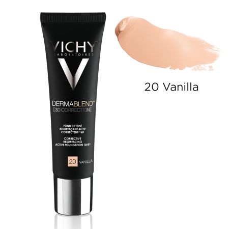 Fond de ten corector cu actiune de nivelare 16h SPF25 DermaBlend 3D Correction Nuanta 20 Vanilla