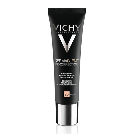 Fond de ten corector pentru ten gras cu tendinta acneica Dermablend 3D Correction, Nuanta 25 Nude, 30 ml, Vichy 482414