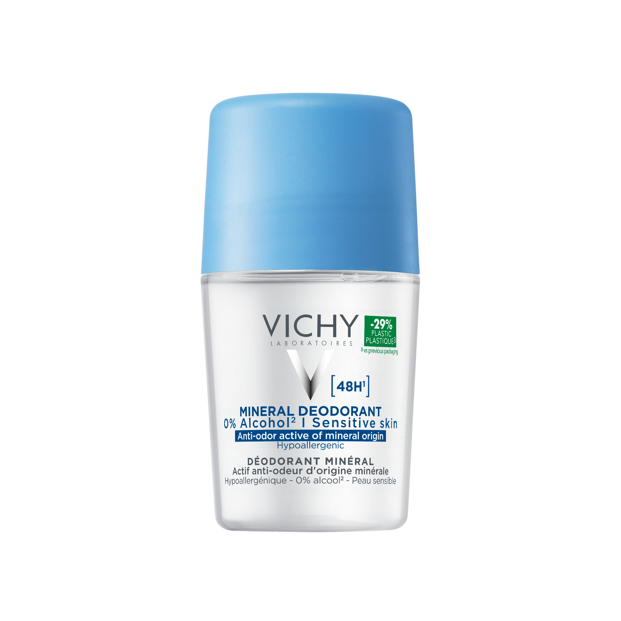 Deodorant Roll-On fara aluminiu Mineral 48H, 50 ml, Vichy