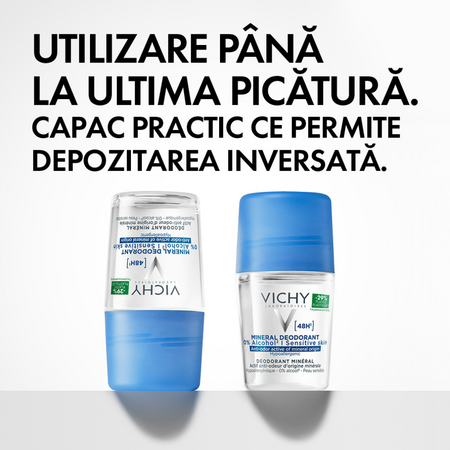 Deodorant Roll-On fara aluminiu Mineral 48H, 50 ml, Vichy 718405