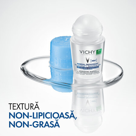 Deodorant Roll-On fara aluminiu Mineral 48H, 50 ml, Vichy 718402