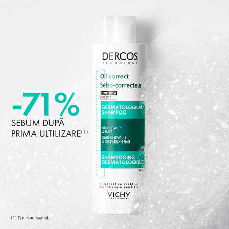 Sampon Tratament Sebocorector pentru par gras Dercos, 200 ml, Vichy 608390