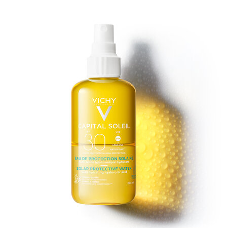 Apa de protectie solara SPF30+ pentru fata si corp Capital Soleil, 200 ml, Vichy 792441