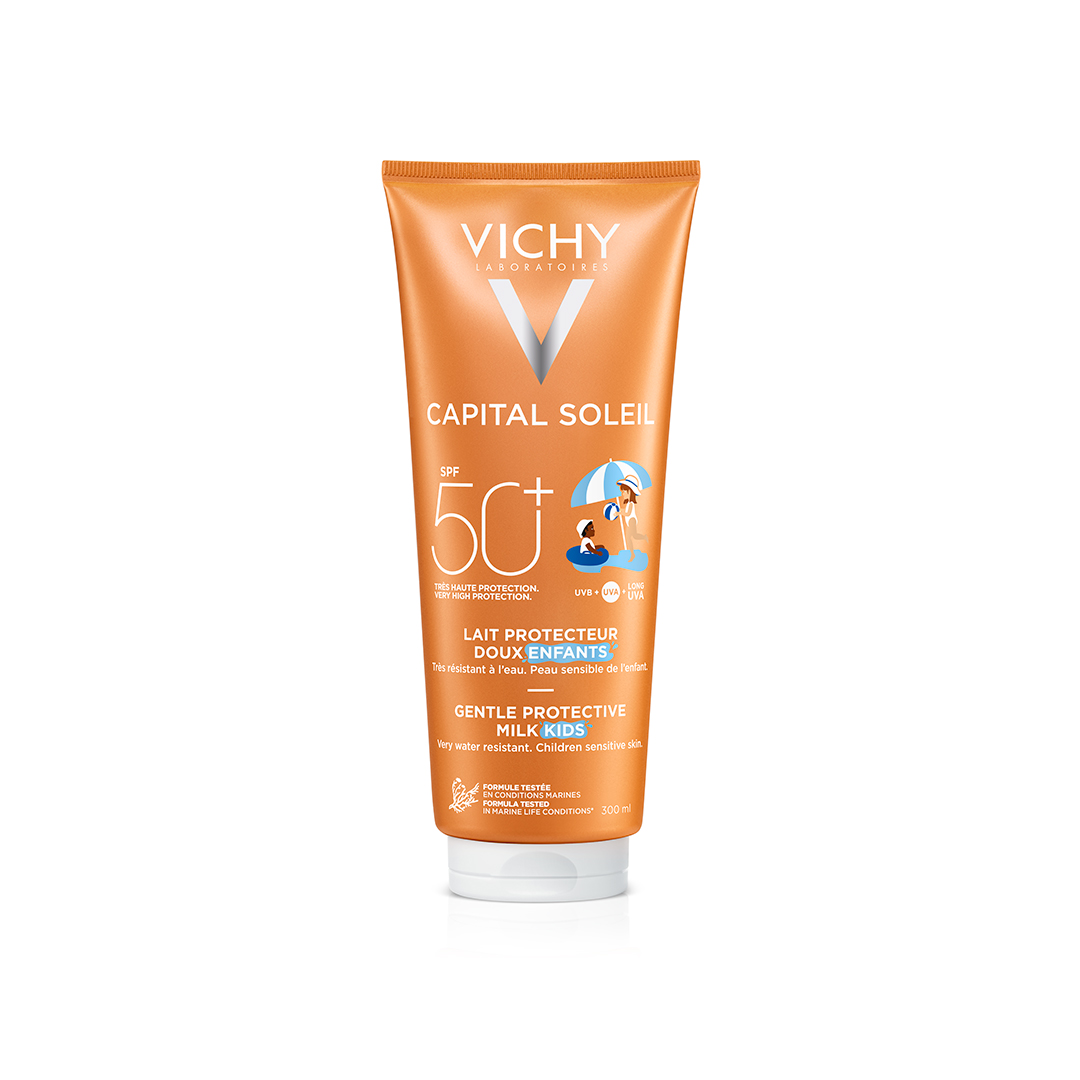 Lapte hidratant pentru fata si corp, pentru copii SPF 50+ Capital Soleil, 300 ml, Vichy