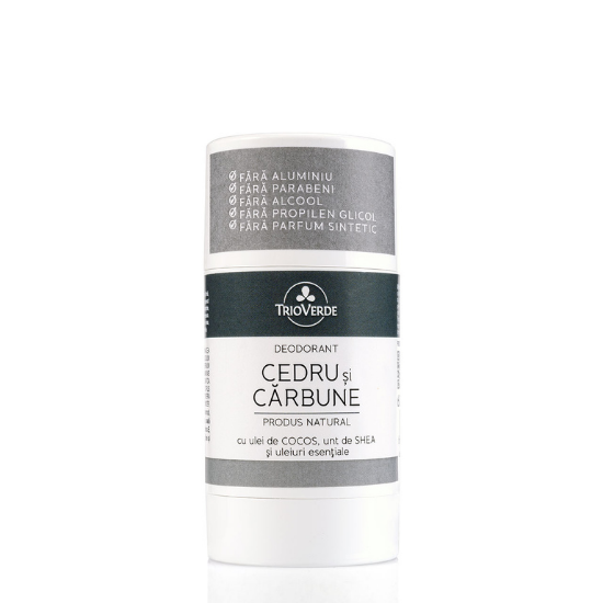 Deodorant natural cu Cedru si Carbune, 60 gr, Trio Verde