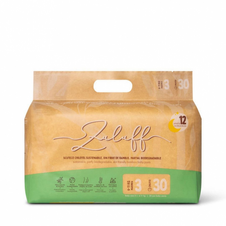 Scutece chilotel de unica folosinta din bambus, Nr. 3, 6-11 kg, 30 bucati, Zuluff
