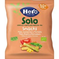 Snack Bio din porumb cu mazare si rosii Solo, +10 luni, 15 gr