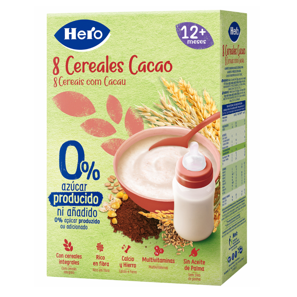 Pudra instant de cereale cu cacao pentru copii, +12 luni, 340 g, Hero Baby