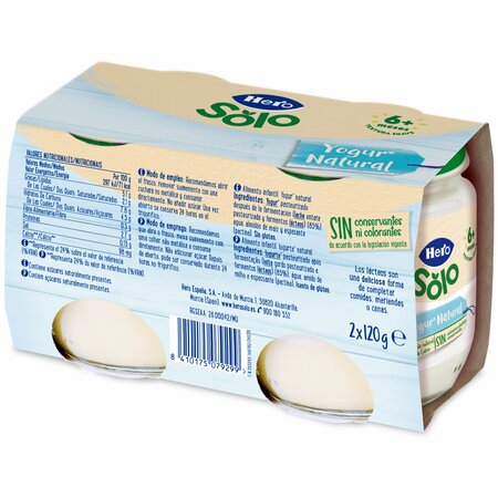 Iaurt natural, +6 luni, 2x 120 g, Hero Baby 714013