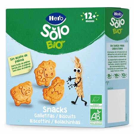 Biscuiti Bio in forma de animale Solo, +12 luni, 100 g, Hero Baby 672669