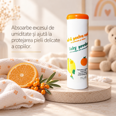 Pudra pentru copii, Portocale si Catina, 75 g, Mebra 824834