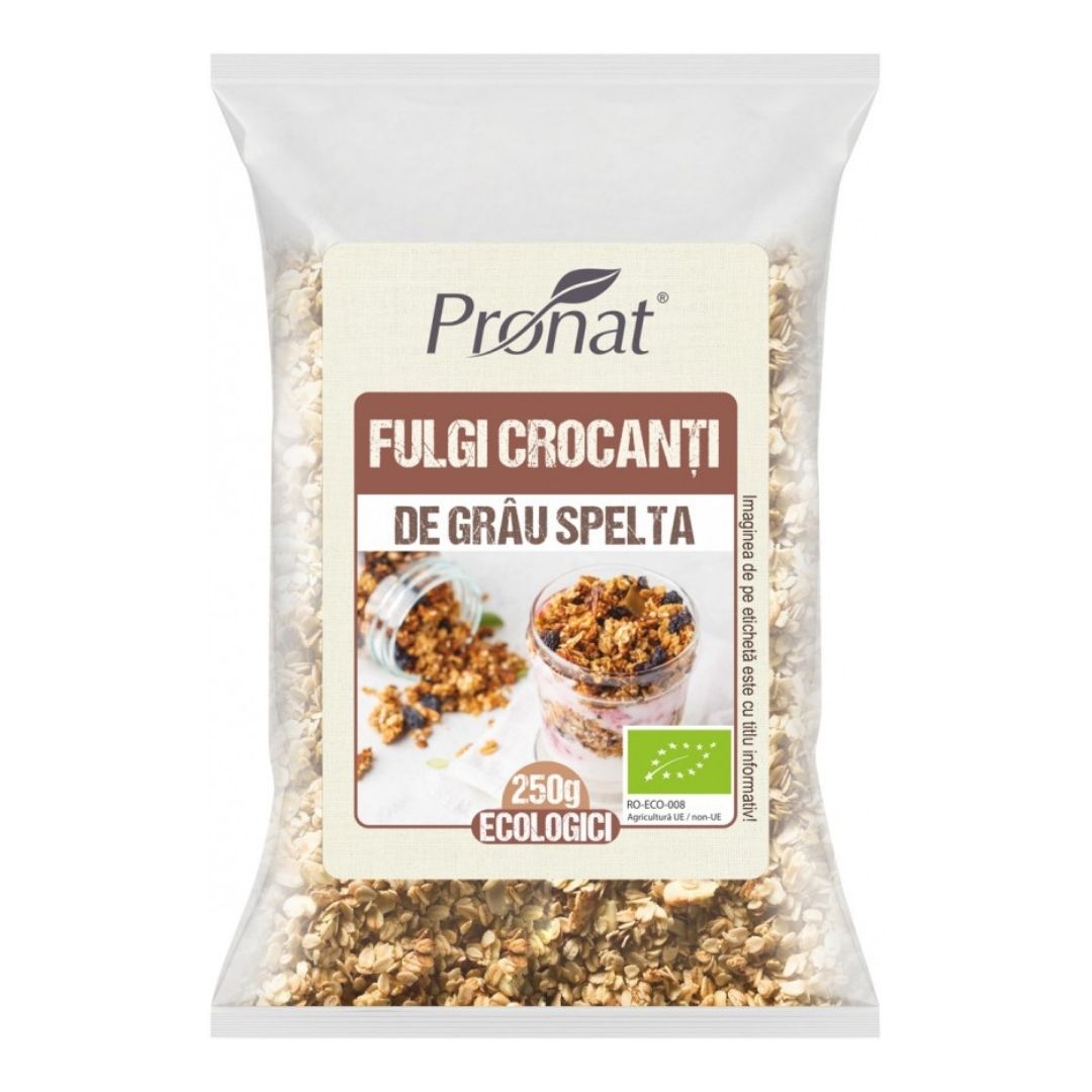 Fulgi crocanti de grau spelta Bio, 250 g, Pronat