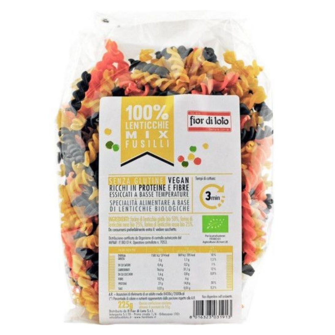 Paste fusilli Bio Mix de linte fara gluten, 225 g, Fior Di Loto