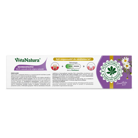 Pasta de dinti GennaDent Homeopatic, 80 ml, Vivanatura 765406