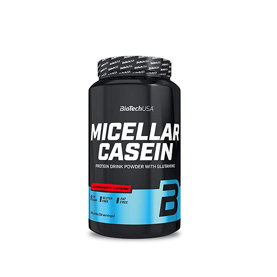  Micellar Casein cu aroma de capsuni, 908 grame, BioTech USA