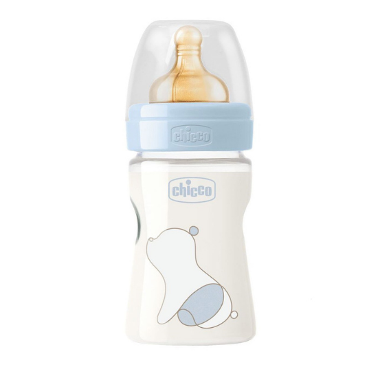 Biberon PP Original Touch 150 ml, tetina cauciuc, flux lent, baieti, +0 luni, Chicco        