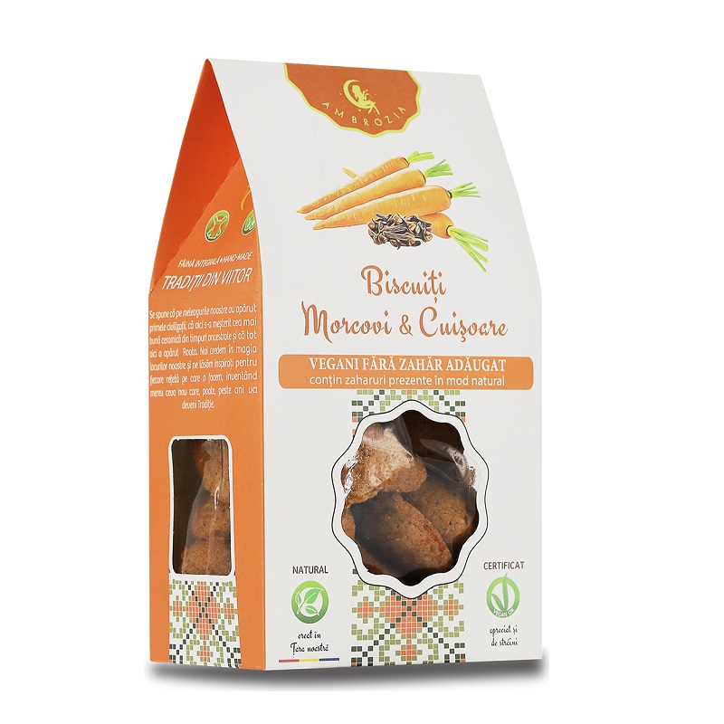 Biscuiti vegani cu morcovi si cuisoare 130g, Hiper Ambrozia