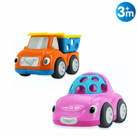 Jucarie auto zornaitoare, masinuta roz/basculanta orange, +3 luni, Nuby