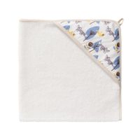 Prosop cu gluga din bumbac organic, Fox Blue, 75x75 cm, Fresk