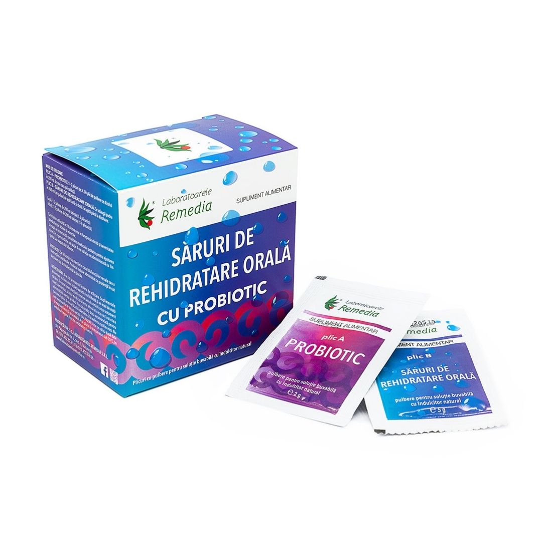 Saruri de rehidratare orala cu probiotic, 20 plicuri, Laboratoarele Remedia