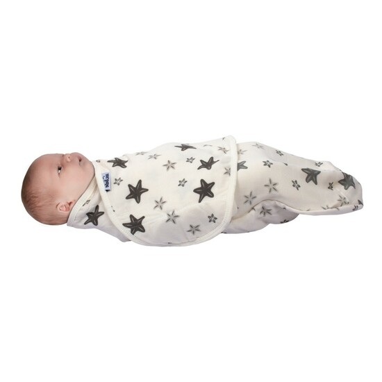 Paturica de infasat din bumbac organic, Grey, Stars, 0 luni+, Sevibebe 484830