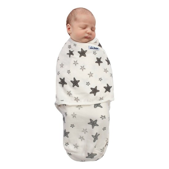 Paturica de infasat din bumbac organic, Grey, Stars, 0 luni+, Sevibebe 484829