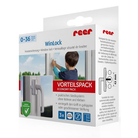Set de sigurante pentru usi de balcon si ferestre, 3 bucati, Reer