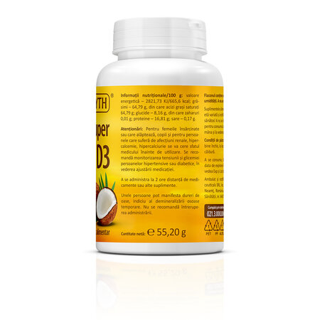 Super Vitamin D3 cu ulei de cocos, 2000UI, 120 capsule, Zenyth 771837