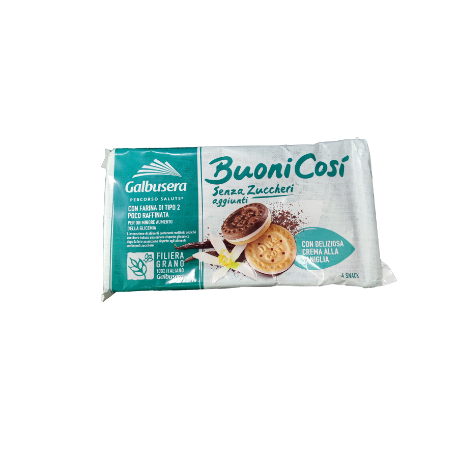 Biscuiti cu crema de vanilie fara zahar, 160 g, Galbusera