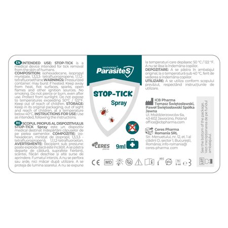 Set pentru extragerea capuselor din piele, StopTick, 9 ml, Ceumed 804480