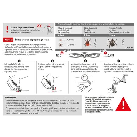 Set pentru extragerea capuselor din piele, StopTick, 9 ml, Ceumed 804478