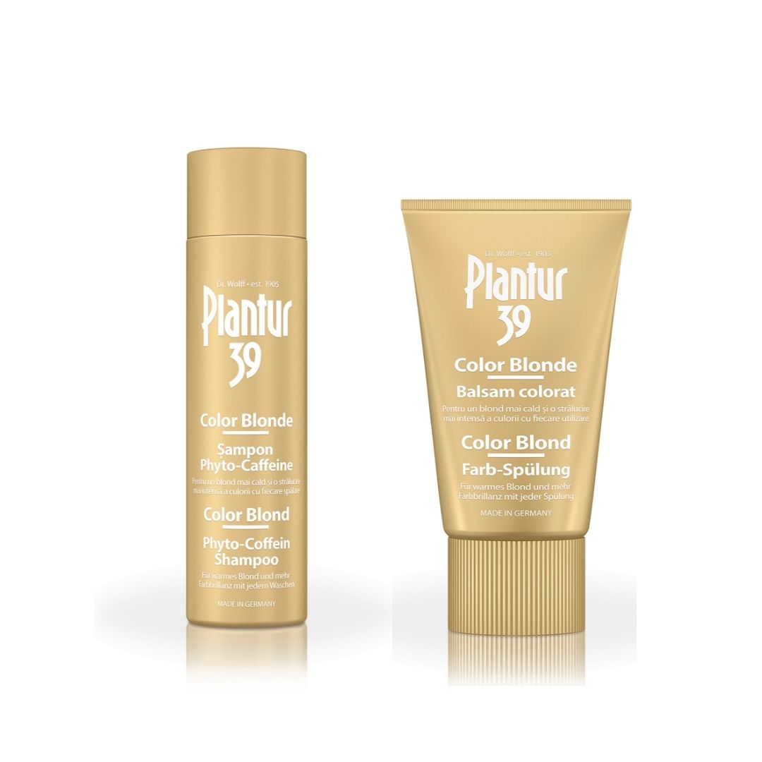 Pachet Plantur 39 sampon color blonde, 250ml + Balsam colorat, 150ml, DR Wolff