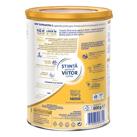 Formula de lapte praf Nan 2 Supreme Pro, +6 luni, 800 g, Nestle 708390