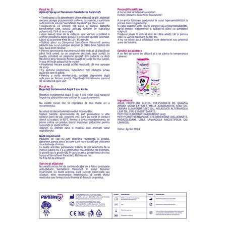 Spray tratament impotriva paduchilor, 3 ani+, 100 ml, Parasites 704686