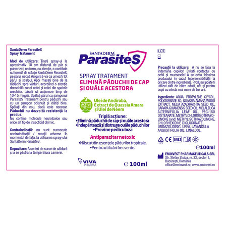 Spray tratament impotriva paduchilor, 3 ani+, 100 ml, Parasites 704684