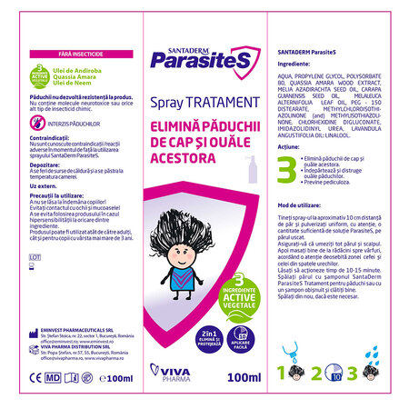 Spray tratament impotriva paduchilor, 3 ani+, 100 ml, Parasites 704683