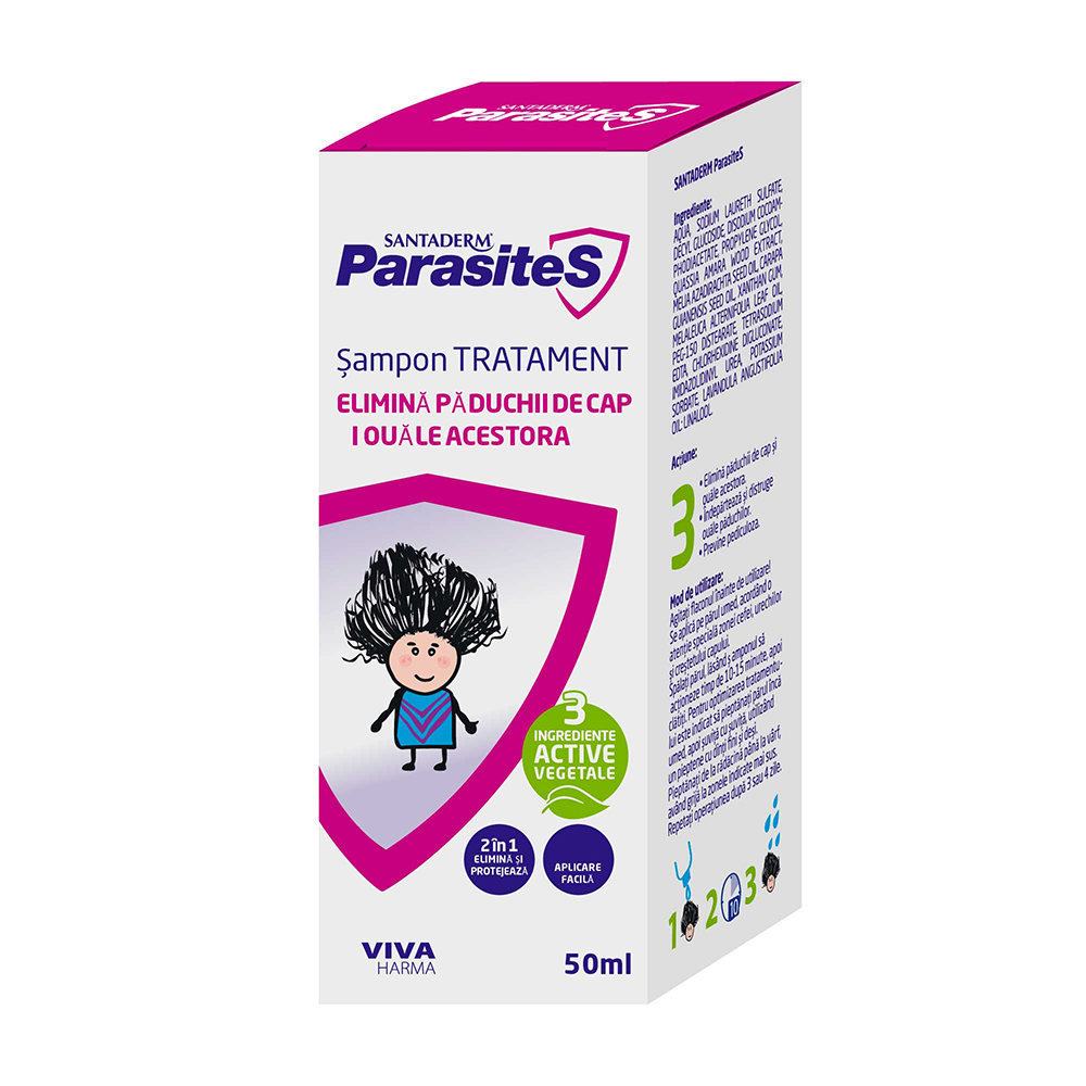 Sampon tratament pentru paduchi si lindini, 3 ani+, 50ml, Parasites