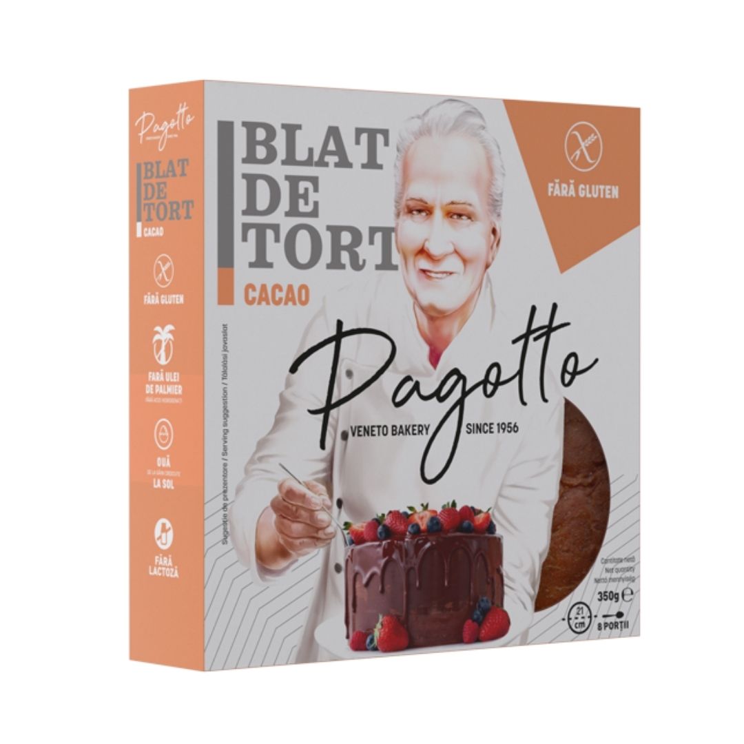 Blat de tort cu cacao fara gluten, 350 g, Pagotto