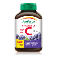 Vitamina C masticabila, 500mg, aroma struguri, 120 tablete, Jamieson
