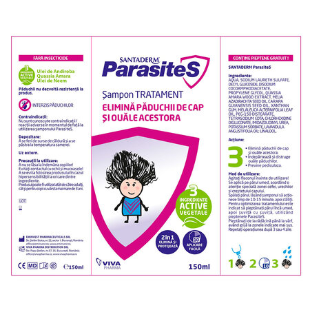 Sampon tratament impotriva paduchilor si lindinilor, 3 ani+, 150 ml, Parasites 704629