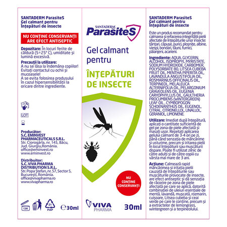 Gel calmant pentru intepaturi de insecte, 3 ani+, 30 ml, Parasites 704607