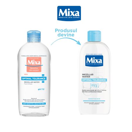 Apa micelara pentru ten sensibil si reactiv Optimal Tolerance, 400 ml, Mixa 757704
