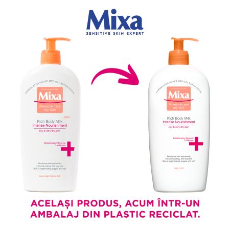 Lapte de corp intens nutritiv pentru piele uscata Intense Nourishment, 400 ml, Mixa 596449
