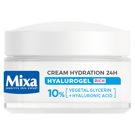 Crema intens hidratanta cu acid hialuronic pentru piele uscata si foarte uascata Hyalurogel Rich, 50 ml, Mixa 757657