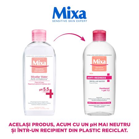 Apa micelara pentru pielea reactiva predispusa la iritatii si roseata, 400 ml, Mixa 596428