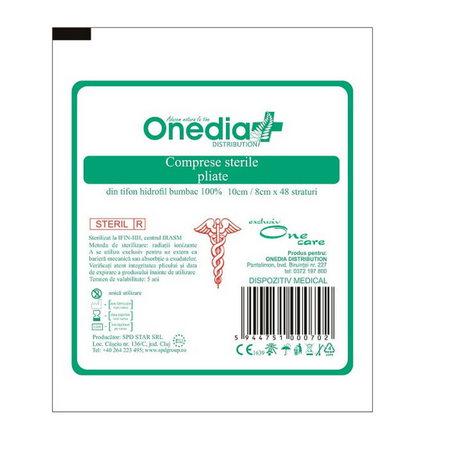 Comprese sterile pliate, 10x8 cm, 48 straturi, One Med