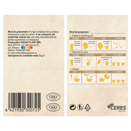 Ceai de ghimbir, 50 g, Dacia Plant 808578