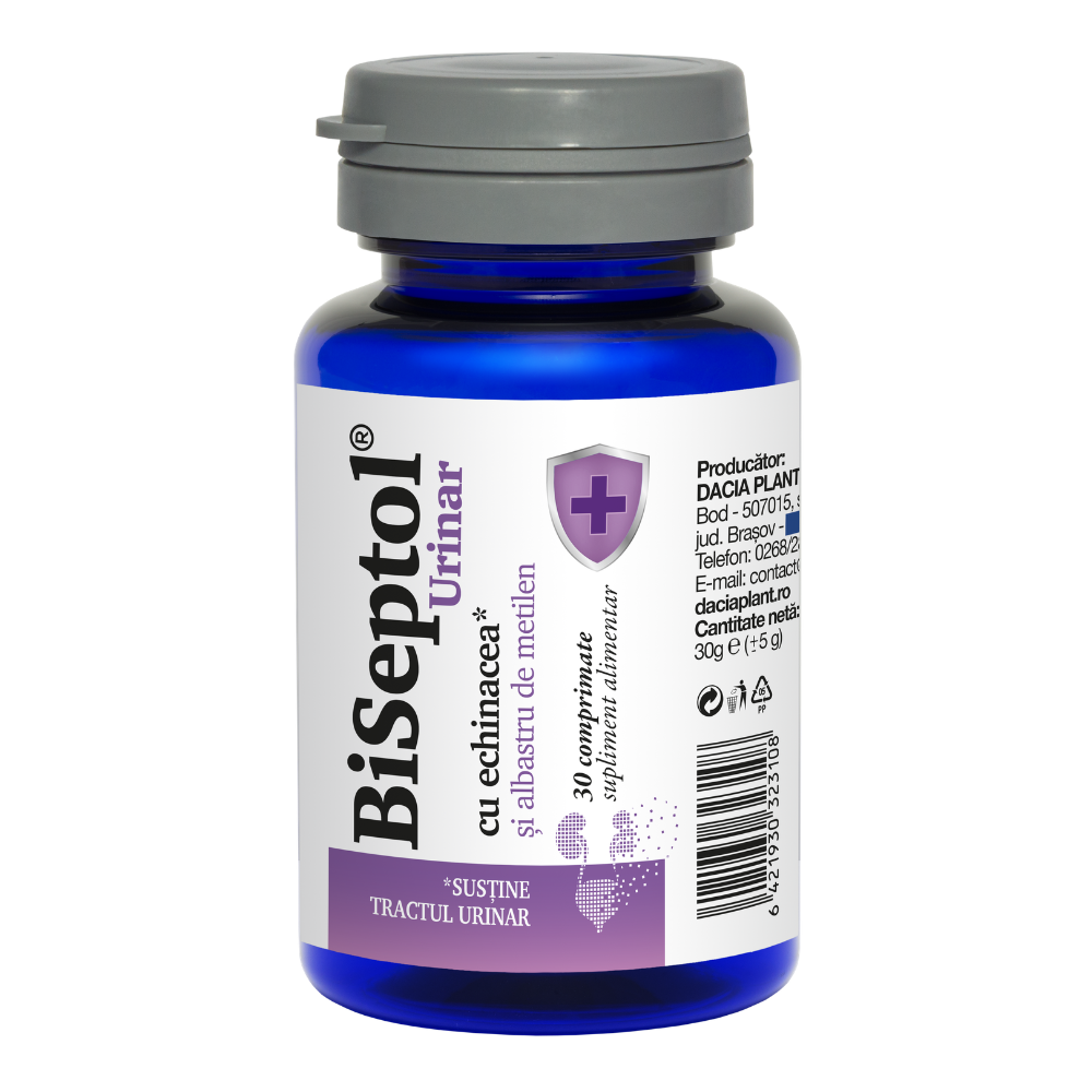 BiSeptol Urinar cu echinacea si albastru de metilen, 30 comprimate, Dacia Plant